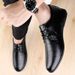 Men's Small Leather Shoes Casual Round Head Rubber Wedding Low Top Loafers Men's Shoes_vogvips.com