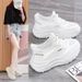 Daddy Shoes Women's Shoes Thick-soled Breathable Single Mesh Casual Sports White Shoes_vogvips.com