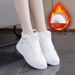 Women's Casual Sneakers Winter Ins Fashion Flat Shoes With Faux Fur Lining Cross Strap Low Top Platform Shoes For Daily Wear_vogvips.com