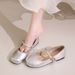 Square Toe, Shallow Mouth, Versatile Flat Bottomed Silver Mary Jane Single For Women 2025 New Summer French Style Dress,_vogvips.com