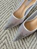 2026 Summer New White Mesh Pointed-Toe Heels With Gradient Crystal Embellishment, Elegant Bridal & Evening Wear_vogvips.com