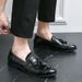 Plus Size Loafers Tasseled Loafers Leather Shoes Men's One Foot Stirrups_vogvips.com