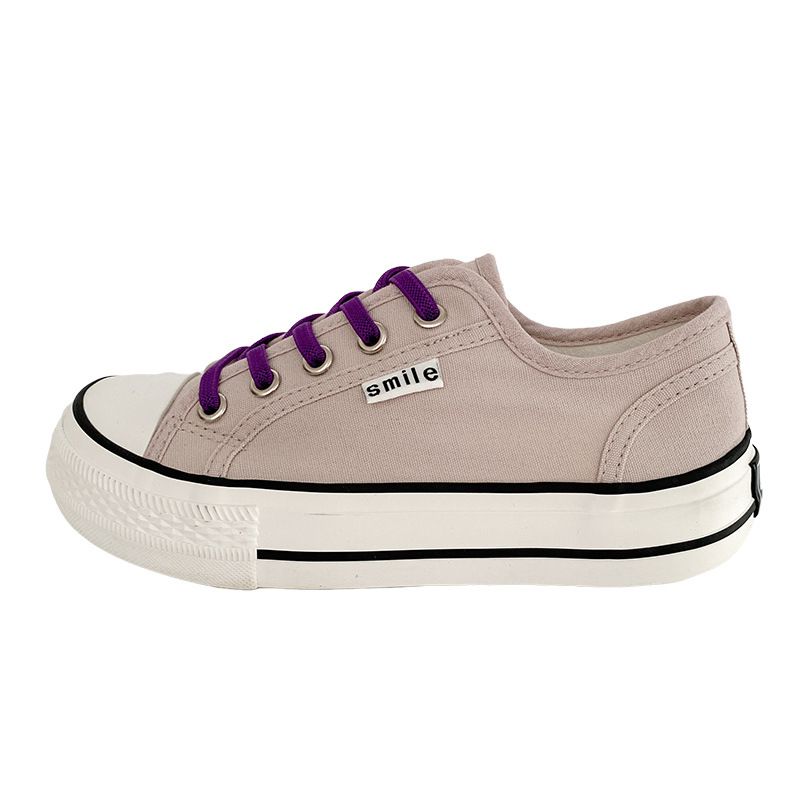 Four Seasons Women Slip-On Canvas Sports Shoe Lady Lace-Up Mango Toe Adult Vulcanized Skate Shoes Casual White Sneakers_vogvips.com