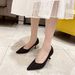 new Korean Version Pointed Black Rhinestone Daily Slim Heeled Women S Shoes Shallow High Heels_vogvips.com
