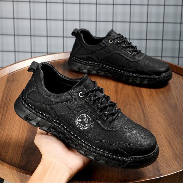New Men's Hand Sewn Business Leather Shoes, Outdoor Casual And Fashionable Le Fu Shoes For Men_vogvips.com