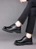 Retro Casual Big Toe Leather Shoes, Polished Leather Shoes_vogvips.com