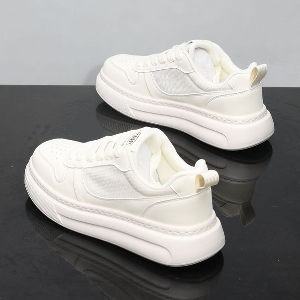 Men's Spring/Summer New Sporty Casual Mesh Shoes, Versatile Breathable White Shoes, Ultra Light Thick Sole Height Increasing Sneakers, Men's X18_vogvips.com