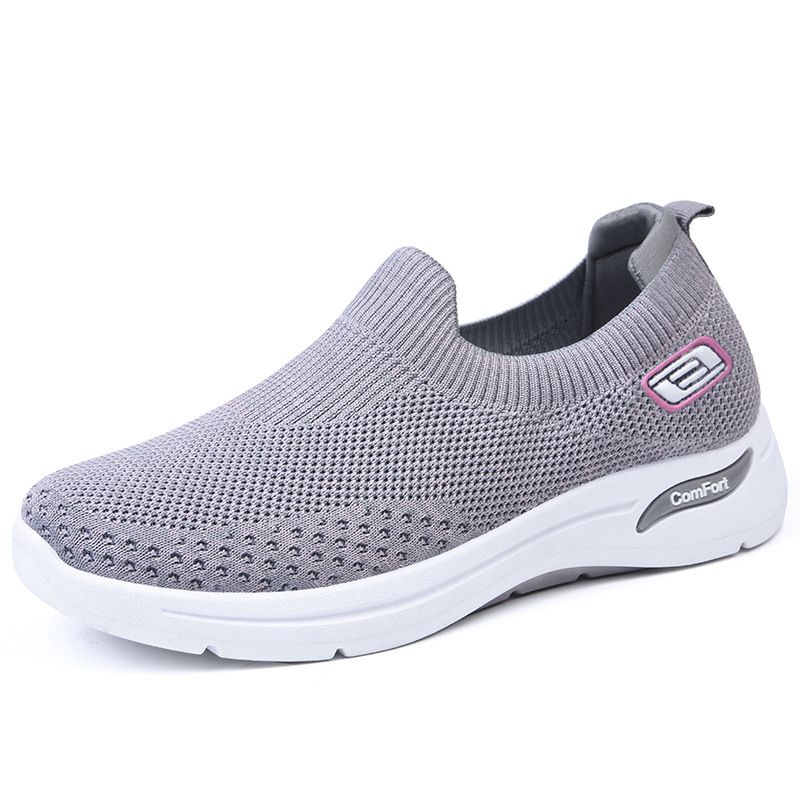 Women's Comfortable Walking Shoes - Lightweight Breathable Knit Sneakers For Casual & Travel - Soft Cushion Flat Sole Slip-On Design_vogvips.com