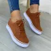 2025 New Women's Low-top Vulcanized Round Toe Casual Flat Lace-up Walking Shoes Women Versatile Comfortable_vogvips.com