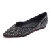 Weiwei Girls Flat Peas Shoes Soft Bottom Shallow Mouth Pointed Toe Rhinestone Sequins Large Size Women's Footwear 658 88_vogvips.com