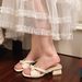 Women's Slippers 2025 Summer New French Style Bow Square Toe Chunky Heel One-Strap Sandals Outdoor High Heels For Women_vogvips.com
