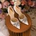 In Stock Z-61 High Heels Simple Summer New Style Closed Thin Heel Rhinestone Cross-Border Pointed Toe Large Size Hollow_vogvips.com
