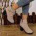 Plus Size High Women's 2024 Autumn Winter New Fashion Martin Chunky Heel Round Toe Side Zipper Ankle Boots_vogvips.com