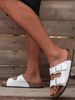 Men's Teen Mules New Spring/Summer Vintage Casual Slip-On Shoes Pu Upper Double-Strap Half-Slip Flat Sandals With Adjustable Buckle_vogvips.com