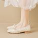 Coarse Heel Single Shoes Women's Square Head Beaded Versatile Fairy Style With Skirt Large Size Women's Shoes_vogvips.com