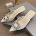 2026 New Model Rhinestone Square Buckle Niche Black European And American Pointed Toe Stiletto Heel Mules For Women,_vogvips.com