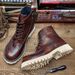 European Warm Series Handmade Outdoor Work Martin British Style Short Boots Men High Top Genuine Leather Lace-up Youth Motorcycle Shoes_vogvips.com