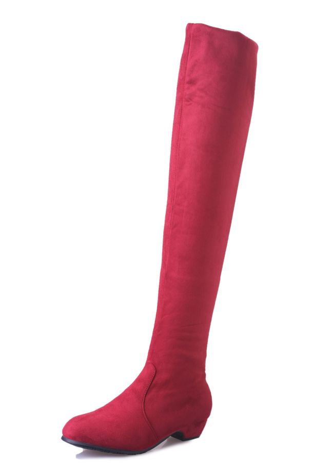 Plus Size Autumn Winter New Long High Tube Korean Style Stretch Fleece Women's Boots_vogvips.com
