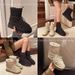 Wrinkled Thick-Soled Snow For Women 2025 Winter New Style Fleece-Lined Thickened Warm Nylon Lace-Up Northeast Ski Boots_vogvips.com