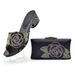 Rose-row diamond pattern all-in-one round head casual high-heeled fashion sandals with handbag set_vogvips.com