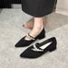 French Mary Jane Shoes Women's Shoes Spring And Summer Pearl Word With Pointed Tip With Skirt Shallow Mouth Single Shoes_vogvips.com
