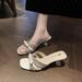 2025 Summer New Bowknot Slide With Rhinestones, Fashionable Daily Style, Elegant Outdoor Thin-Heeled Sandals For Women_vogvips.com
