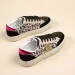 Womens White Leather Sneakers With Silver Fashionable Glitter Star And Toe Cap_vogvips.com