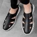 Beach Cool Leather Shoes Microfiber Men's Casual Men's Shoes Driving Shallow Hole Shoes_vogvips.com
