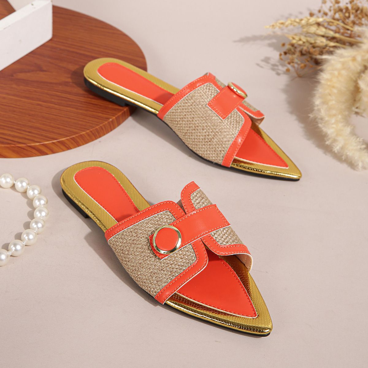 Women's Shoes Summer New Pointed Open Toe Color Matching Southeast Asia Middle East Huidong Shoes_vogvips.com