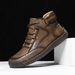 Large Size Men's Outdoor Casual Shoes Slip-On Flat Stitched Leather Shoes High-Top Large Size Shoes Martin Boots 1319_vogvips.com