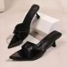 Leopard Print Pointed Toe Heels For Women Metal Tip Kitten Heel Mule Sandals Summer Slip On Strappy Heels_vogvips.com