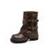 Platform Height-Increasing Brown Short For Women 2025 New Autumn Melad Thick Heel Western Martin Cuff Boots_vogvips.com