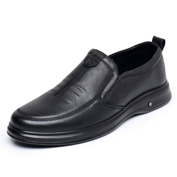 Spring New Men's Single Flat Leather Fashionable Casual Shoe Covers, Lazy One Foot Sh, Middle-aged And Elderly Dad_vogvips.com