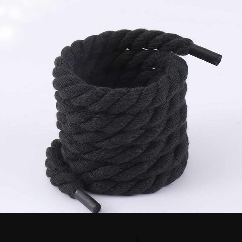 Shoe Accessories Rope Shoelaces Thick Round Men And Women Black Warrior Black Powder Beige Shoelaces_vogvips.com