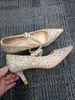 Cameido Wedding Mary Jane High Heeled With Pearl And Rhinestones Thin Heel Pointed Toe One Strap Single Shoes_vogvips.com