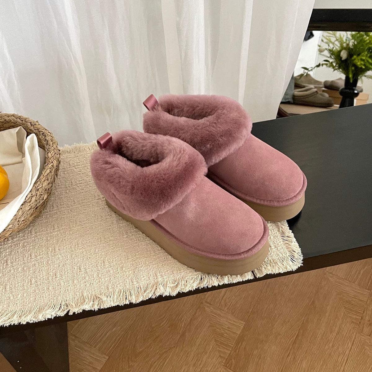 Henan Sangpo Snow Boots Women's Snow Shoes Thick Sole Heel-Raising One-Step-On Fleece Lined Wool Shoes Winter_vogvips.com