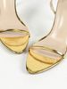 Women's High Heeled Sandals Gold Plated PU Leather Double Layer UV Electroplated Stiletto_vogvips.com