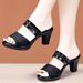Cross-border Plus-size High-heeled Slippers For Women, 2025 New Summer Foreign Trade European And American Style Chunky_vogvips.com