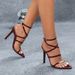 Women's Multi-line With Crossed Ankle Strap Pointed High Heeled Sandals Party Burgundy Heels_vogvips.com