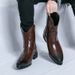 Martin Boots Men's High-top Shoes Pointed Short Boots Medium Tube Heightening Zipper Casual Leather Boots_vogvips.com