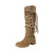 Soft Leather Version~ Wasteland Tassel Knight Thick Heel Over-the-Knee Long Slimming High Tube Boots For Women_vogvips.com