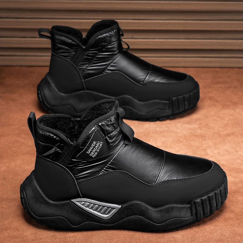 2025 Men's Autumn, And Winter Snow Boots With Thickened Fleece And Anti-slip Cotton Boots On One Foot_vogvips.com