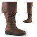Women’s Winter Fashion Boots – Low Block Heel, High Shaft (33-44) | PU Upper, Cozy Fleece Lining, Slip-On Style (Black/Brown)_vogvips.com