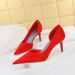 6168-A1 Fashion Sexy Slim Thin High Heel Shallow Mouth Pointed Fabric Side Hollow Women's Single Shoe_vogvips.com