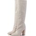 Pointed Toe Chunky Heeled Over The Knee Boots Fashion Knee-High Boots With Pointed Toe And Chunky Heel - Elegant PU Leather Riding Boots For Winter_vogvips.com