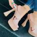 Summer Fashion High Heeled Women's Sandals Model Patent Leather Cross Strap Chunky Heel Size 42 European And American Style Foreign Trade Shoes_vogvips.com
