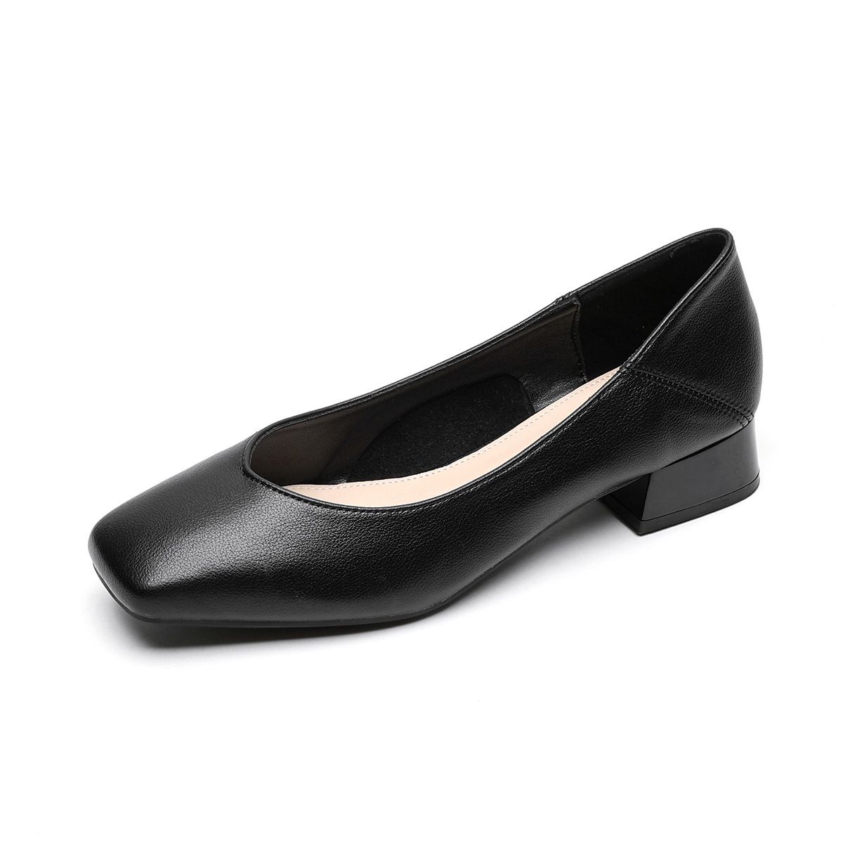 Grandma Shoes Women's Thick Heel French Single Shoes Medium Heel Shallow Mouth Evening Women's Shoes_vogvips.com