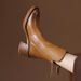 Autumn Brown Short For Women With Chunky British Style Side Zipper High Heels, Color Polished Round Toe Martin Boots_vogvips.com