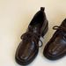 Leather Round Head Lace-up Loafers Commuting Thick Heel Small Leather Shoes Women's Single Shoes_vogvips.com