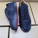 logo 1 Correct Red Sole European Version Royal Blue Suede Outdoor TPU Embroidered Skateboard Shoes_vogvips.com